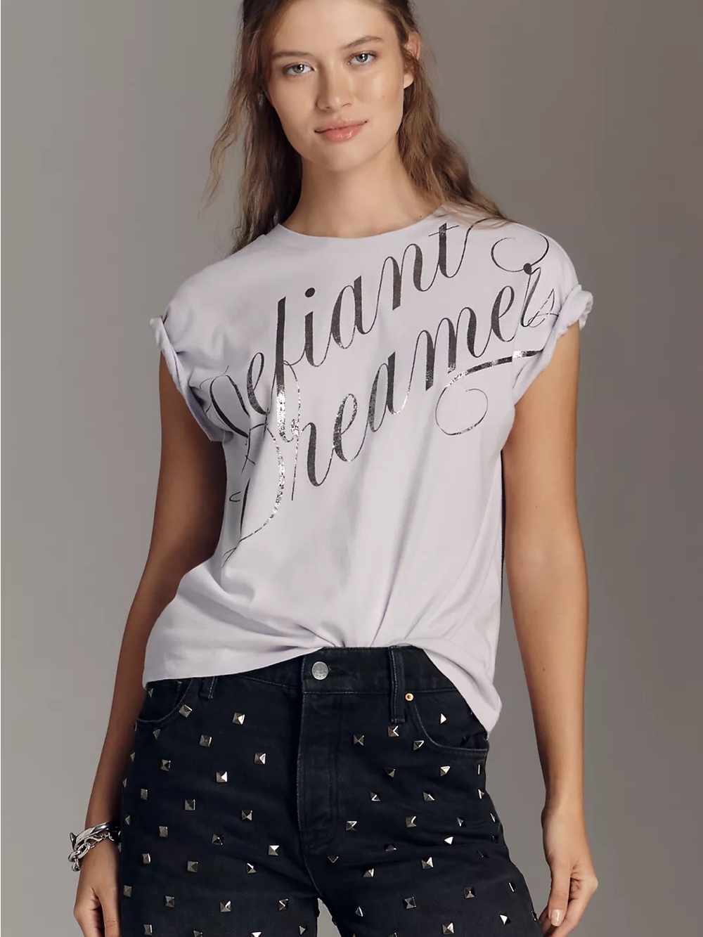 By Anthropologie Foil Graphic Muscle Tee Size Small